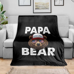 Papa Bear Father's Day Throw Blanket USA 250th Anniversary American Flag July 4th TS14 Print Your Wear