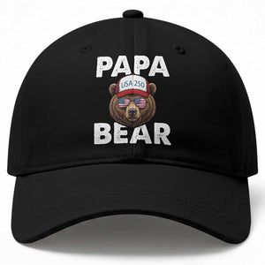 Papa Bear Father's Day Baseball Cap USA 250th Anniversary American Flag July 4th TS14 Print Your Wear