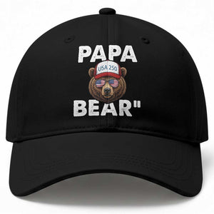Papa Bear Father's Day Baseball Cap America 250th Anniversary USA Flag July 4th