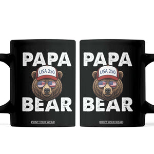 Papa Bear Father's Day Coffee Mug USA 250th Anniversary American Flag July 4th TS14 Black Print Your Wear