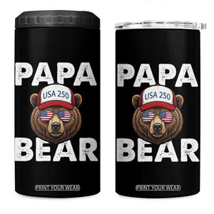 Papa Bear Father's Day 4 in 1 Can Cooler Tumbler USA 250th Anniversary American Flag July 4th TS14 One Size: 16 oz Black Print Your Wear
