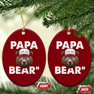 Papa Bear Father's Day Ceramic Ornament America 250th Anniversary USA Flag July 4th