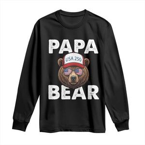 Papa Bear Father's Day Long Sleeve Shirt USA 250th Anniversary American Flag July 4th TS14 Black Print Your Wear