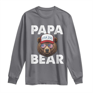Papa Bear Father's Day Long Sleeve Shirt USA 250th Anniversary American Flag July 4th TS14 Charcoal Print Your Wear