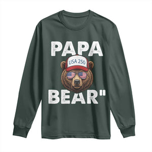 Papa Bear Father's Day Long Sleeve Shirt America 250th Anniversary USA Flag July 4th