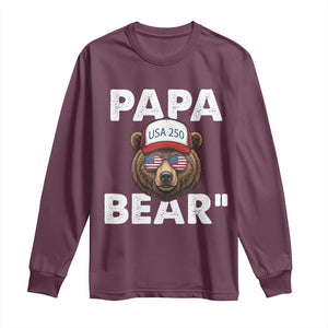 Papa Bear Father's Day Long Sleeve Shirt America 250th Anniversary USA Flag July 4th