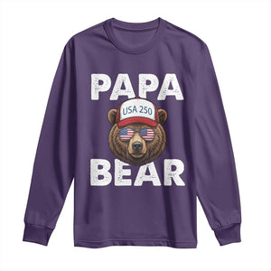 Papa Bear Father's Day Long Sleeve Shirt USA 250th Anniversary American Flag July 4th TS14 Purple Print Your Wear