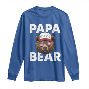 Papa Bear Father's Day Long Sleeve Shirt USA 250th Anniversary American Flag July 4th TS14 Royal Blue Print Your Wear