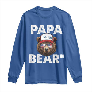 Papa Bear Father's Day Long Sleeve Shirt America 250th Anniversary USA Flag July 4th