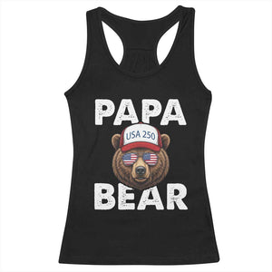 Papa Bear Father's Day Racerback Tank Top USA 250th Anniversary American Flag July 4th TS14 Black Print Your Wear