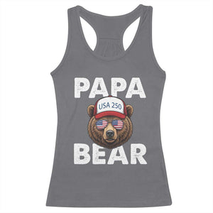 Papa Bear Father's Day Racerback Tank Top USA 250th Anniversary American Flag July 4th TS14 Charcoal Print Your Wear