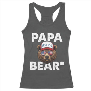 Papa Bear Father's Day Racerback Tank Top America 250th Anniversary USA Flag July 4th
