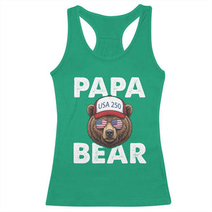 Papa Bear Father's Day Racerback Tank Top USA 250th Anniversary American Flag July 4th TS14 Irish Green Print Your Wear