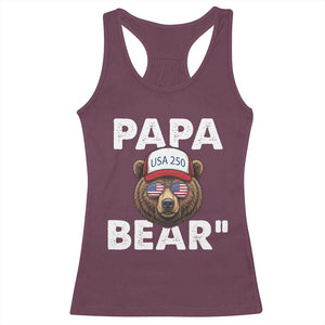Papa Bear Father's Day Racerback Tank Top America 250th Anniversary USA Flag July 4th