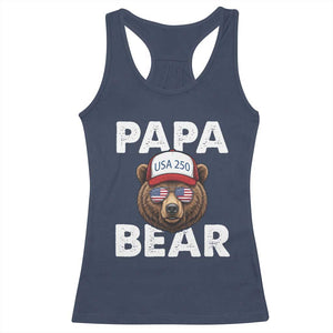 Papa Bear Father's Day Racerback Tank Top USA 250th Anniversary American Flag July 4th TS14 Navy Print Your Wear