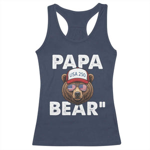 Papa Bear Father's Day Racerback Tank Top America 250th Anniversary USA Flag July 4th