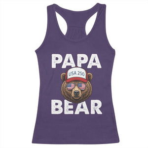 Papa Bear Father's Day Racerback Tank Top USA 250th Anniversary American Flag July 4th TS14 Purple Print Your Wear