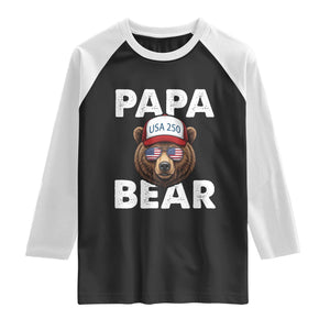 Papa Bear Father's Day Raglan Shirt USA 250th Anniversary American Flag July 4th TS14 Black White Print Your Wear