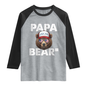 Papa Bear Father's Day Raglan Shirt America 250th Anniversary USA Flag July 4th