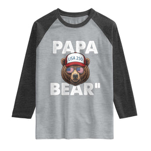 Papa Bear Father's Day Raglan Shirt America 250th Anniversary USA Flag July 4th