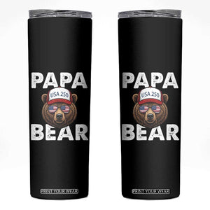 Papa Bear Father's Day Skinny Tumbler USA 250th Anniversary American Flag July 4th TS14 Black Print Your Wear