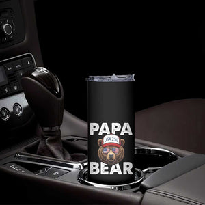 Papa Bear Father's Day Skinny Tumbler USA 250th Anniversary American Flag July 4th TS14 Print Your Wear