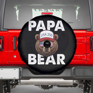 Papa Bear Father's Day Spare Tire Cover USA 250th Anniversary American Flag July 4th TS14 Black Print Your Wear