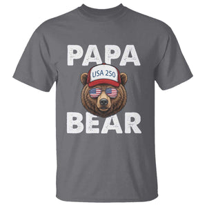 Papa Bear Father's Day T Shirt USA 250th Anniversary American Flag July 4th TS14 Charcoal Print Your Wear