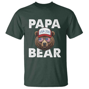 Papa Bear Father's Day T Shirt USA 250th Anniversary American Flag July 4th TS14 Dark Forest Green Print Your Wear