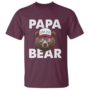 Papa Bear Father's Day T Shirt USA 250th Anniversary American Flag July 4th TS14 Maroon Print Your Wear