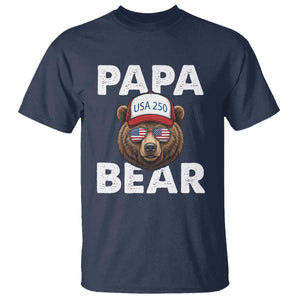 Papa Bear Father's Day T Shirt USA 250th Anniversary American Flag July 4th TS14 Navy Print Your Wear