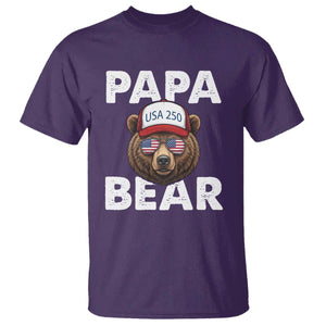 Papa Bear Father's Day T Shirt USA 250th Anniversary American Flag July 4th TS14 Purple Print Your Wear