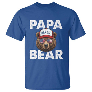 Papa Bear Father's Day T Shirt USA 250th Anniversary American Flag July 4th TS14 Royal Blue Print Your Wear