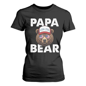 Papa Bear Father's Day T Shirt For Women USA 250th Anniversary American Flag July 4th TS14 Black Print Your Wear