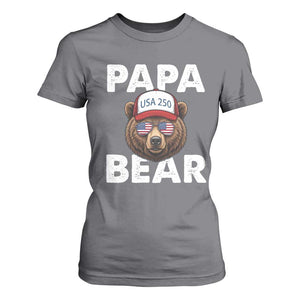 Papa Bear Father's Day T Shirt For Women USA 250th Anniversary American Flag July 4th TS14 Charcoal Print Your Wear
