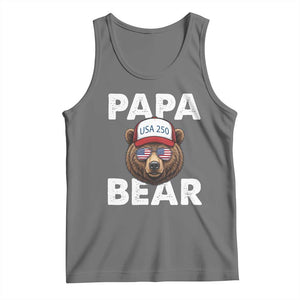 Papa Bear Father's Day Tank Top USA 250th Anniversary American Flag July 4th TS14 Black Heather Print Your Wear