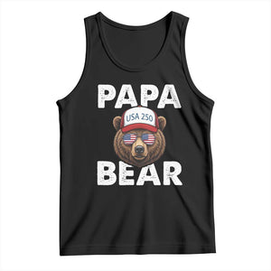 Papa Bear Father's Day Tank Top USA 250th Anniversary American Flag July 4th TS14 Black Print Your Wear