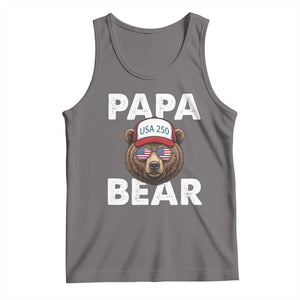 Papa Bear Father's Day Tank Top USA 250th Anniversary American Flag July 4th TS14 Deep Heather Print Your Wear