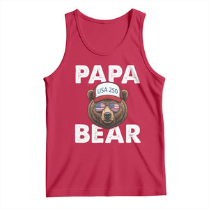 Papa Bear Father's Day Tank Top USA 250th Anniversary American Flag July 4th TS14 Red Print Your Wear