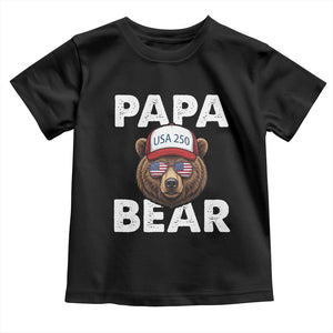 Papa Bear Father's Day Toddler T Shirt USA 250th Anniversary American Flag July 4th TS14 Black Print Your Wear