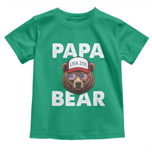 Papa Bear Father's Day Toddler T Shirt USA 250th Anniversary American Flag July 4th TS14 Irish Green Print Your Wear