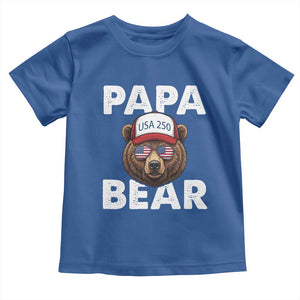 Papa Bear Father's Day Toddler T Shirt USA 250th Anniversary American Flag July 4th TS14 Royal Blue Print Your Wear