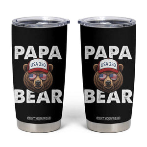 Papa Bear Father's Day Tumbler Cup America 250th Anniversary USA Flag July 4th
