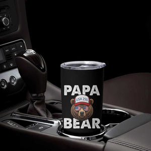 Papa Bear Father's Day Tumbler Cup USA 250th Anniversary American Flag July 4th TS14 Print Your Wear
