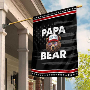 Papa Bear Father's Day Patriotic Garden Flag America 250th Anniversary USA Flag July 4th