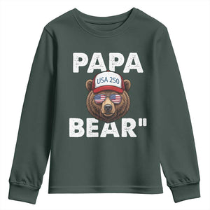 Papa Bear Father's Day Youth Sweatshirt America 250th Anniversary USA Flag July 4th