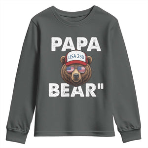 Papa Bear Father's Day Youth Sweatshirt America 250th Anniversary USA Flag July 4th