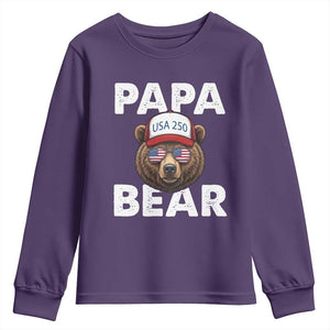 Papa Bear Father's Day Youth Sweatshirt America 250th Anniversary USA Flag July 4th