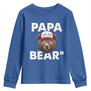 Papa Bear Father's Day Youth Sweatshirt America 250th Anniversary USA Flag July 4th