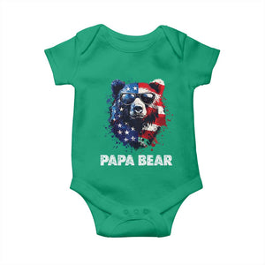 Papa Bear Father's Day Baby Onesie Patriotic American Flag 4th Of July